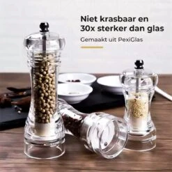 101Products Peper- & Zoutmolen Set - Acryl - Transparant - Verstelbare Maalgraad - Zeezout én Kruidenmixes 11 101Products Peper- & Zoutmolen Set - Acryl - Transparant - Verstelbare Maalgraad - Zeezout én Kruidenmixes -Kookgerei Koning Verkoop 1200x1200 2487