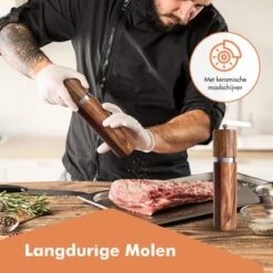 Luxe Peper En Zoutmolen Set - Pepermolen - Acacia Hout - RVS - 21cm Rond -Kookgerei Koning Verkoop 1200x1200 2491