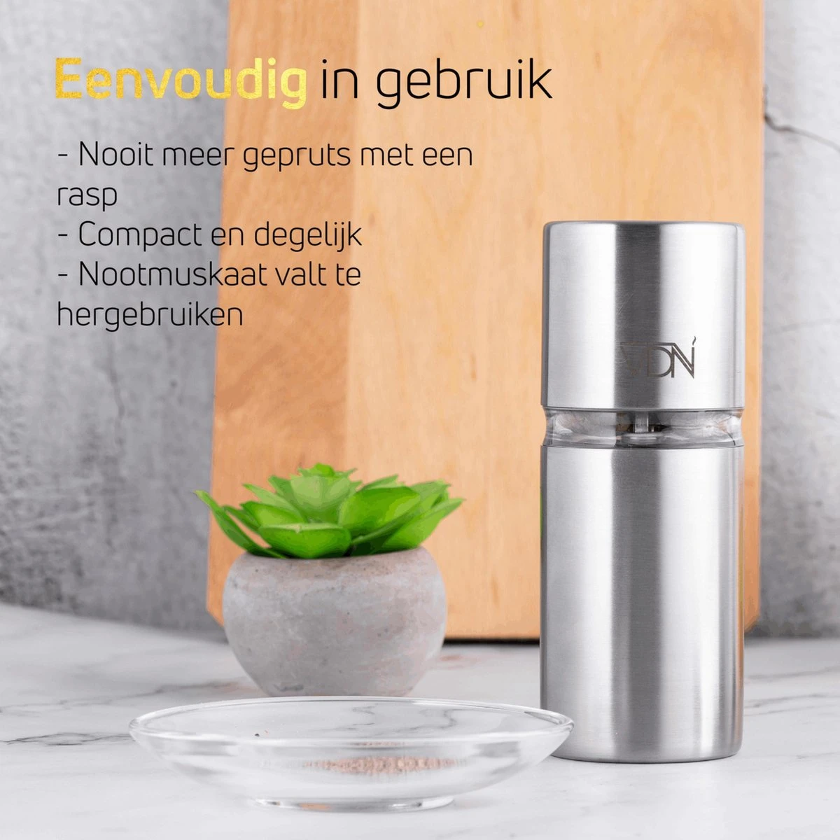 Nootmuskaatmolen – RVS – Met Voorraadruimte Voor 4 Muskaatnoten - Verse Nootmuskaat Bereiden – VDN 4 Nootmuskaatmolen – RVS – Met Voorraadruimte Voor 4 Muskaatnoten - Verse Nootmuskaat Bereiden – VDN - Afbeelding 4