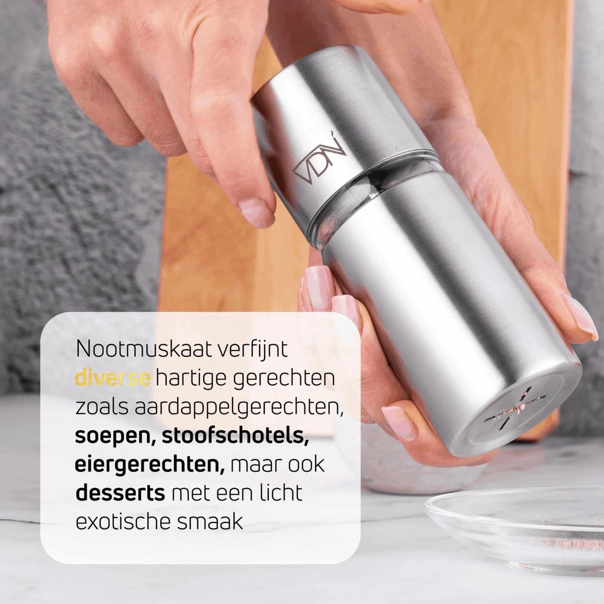Nootmuskaatmolen – RVS – Met Voorraadruimte Voor 4 Muskaatnoten - Verse Nootmuskaat Bereiden – VDN 7 Nootmuskaatmolen – RVS – Met Voorraadruimte Voor 4 Muskaatnoten - Verse Nootmuskaat Bereiden – VDN - Afbeelding 7