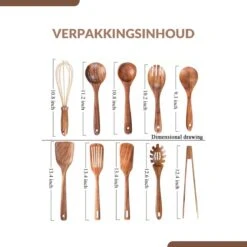 SensaHome - Luxe Teakhouten Keukengerei Set 10-delig - Hout -Kookgerei Koning Verkoop 1200x1200 2624
