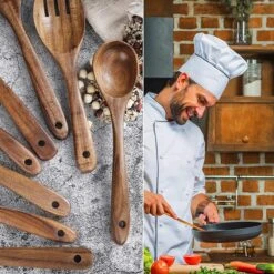 SensaHome - Luxe Teakhouten Keukengerei Set 10-delig - Hout -Kookgerei Koning Verkoop 1200x1200 2625