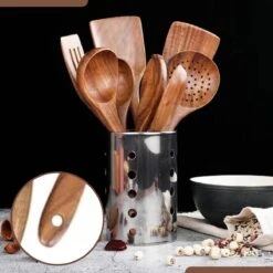 SensaHome - Luxe Teakhouten Keukengerei Set 10-delig - Hout -Kookgerei Koning Verkoop 1200x1200 2628
