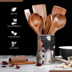 SensaHome - Luxe Teakhouten Keukengerei Set 10-delig - Hout -Kookgerei Koning Verkoop 1200x1200 2629