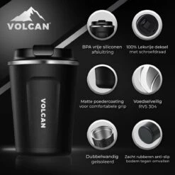 Volcan RVS Koffiebeker To Go - Thermosbeker - Theebeker - Coffee - Zwart -Kookgerei Koning Verkoop 1200x1200 263