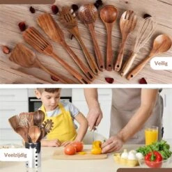 SensaHome - Luxe Teakhouten Keukengerei Set 10-delig - Hout -Kookgerei Koning Verkoop 1200x1200 2633