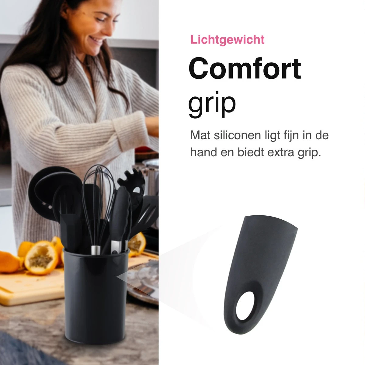 Vivid Green 13-delige Siliconen Keukengerei Set Met Houder - Kookgerei Set - Keuken Gerei - Hittebestendig / BPA - Zwart 8 Vivid Green 13-delige Siliconen Keukengerei Set Met Houder - Kookgerei Set - Keuken Gerei - Hittebestendig / BPA - Zwart - Afbeelding 8