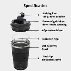 Castagnola Design RVS Koffiebeker To Go - Zwart - 380ml - Thermosbeker - Theebeker -Kookgerei Koning Verkoop 1200x1200 267