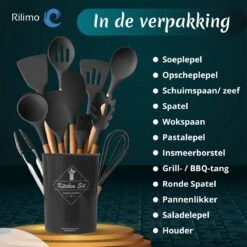 Keukengerei Set Met Houder - Kookgerei Set Spatel Pot - Keukengerei Keukenset - 12 Delige Zwart Hout -Kookgerei Koning Verkoop 1200x1200 2680