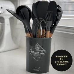 Keukengerei Set - Keukengerei Houder - Keukengerei Set Met Houder - 12 Delig - Antraciet Zwart - Houten Steel - Siliconen - Kerstcadeau - Fienosa 9 Keukengerei Set - Keukengerei Houder - Keukengerei Set Met Houder - 12 Delig - Antraciet Zwart - Houten Steel - Siliconen - Kerstcadeau - Fienosa -Kookgerei Koning Verkoop 1200x1200 2702