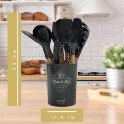 Keukengerei Set - Keukengerei Houder - Keukengerei Set Met Houder - 12 Delig - Antraciet Zwart - Houten Steel - Siliconen - Kerstcadeau - Fienosa 13 Keukengerei Set - Keukengerei Houder - Keukengerei Set Met Houder - 12 Delig - Antraciet Zwart - Houten Steel - Siliconen - Kerstcadeau - Fienosa -Kookgerei Koning Verkoop 1200x1200 2704