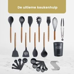 Hescom 34-delige Siliconen Keukengerei Set Met Houder - Kookgerei Set Met Ergonomisch Design - Antraciet Grijs -Kookgerei Koning Verkoop 1200x1200 2731