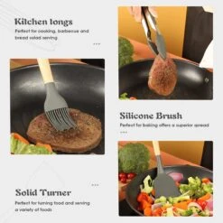 IGOODS - Keukengerei Sets Siliconen - 12-Delig Kookgerei Sets - Siliconen Inclusief Gebruiksvoorwerpen Houders - Antikleef Anti-Kras Kookgerei - Keukengereedschap Met Houten Handvat -Donker Grijs 11 IGOODS - Keukengerei Sets Siliconen - 12-Delig Kookgerei Sets - Siliconen Inclusief Gebruiksvoorwerpen Houders - Antikleef Anti-Kras Kookgerei - Keukengereedschap Met Houten Handvat -Donker Grijs -Kookgerei Koning Verkoop 1200x1200 2733