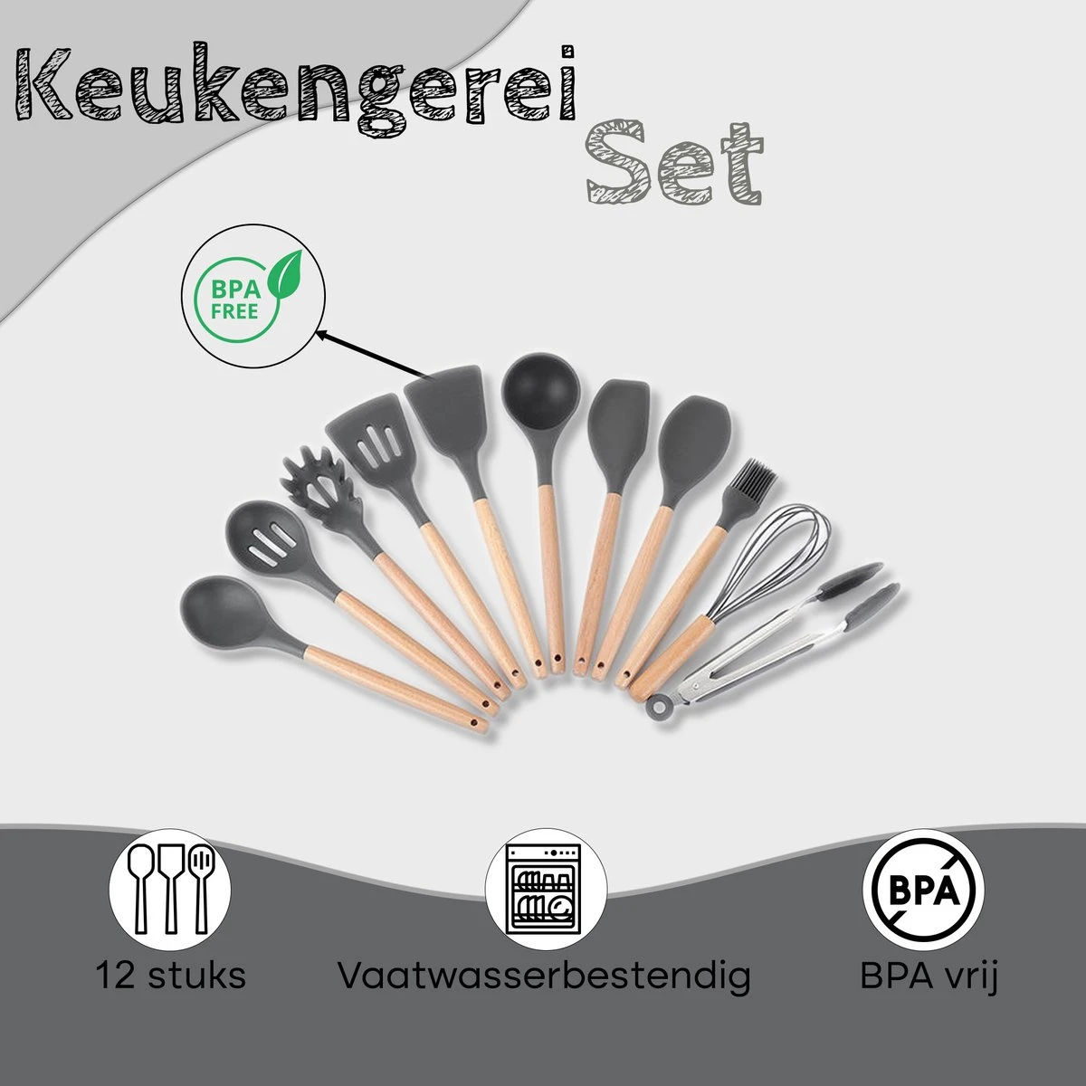 Proudproducts – Keukengerei Set – Kookgerei – Keukengerei – Siliconen – 12 - Delig – BPA Vrij 3 Proudproducts – Keukengerei Set – Kookgerei – Keukengerei – Siliconen – 12 - Delig – BPA Vrij - Afbeelding 3
