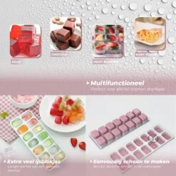 Roze - IJsblokjesvorm Siliconen Met Deksel - IJsvormpjes, Herbruikbaar - IJsblokjesmaker Zonder Morsen, BPA Vrij 14 Roze - IJsblokjesvorm Siliconen Met Deksel - IJsvormpjes, Herbruikbaar - IJsblokjesmaker Zonder Morsen, BPA Vrij -Kookgerei Koning Verkoop 1200x1200 2789