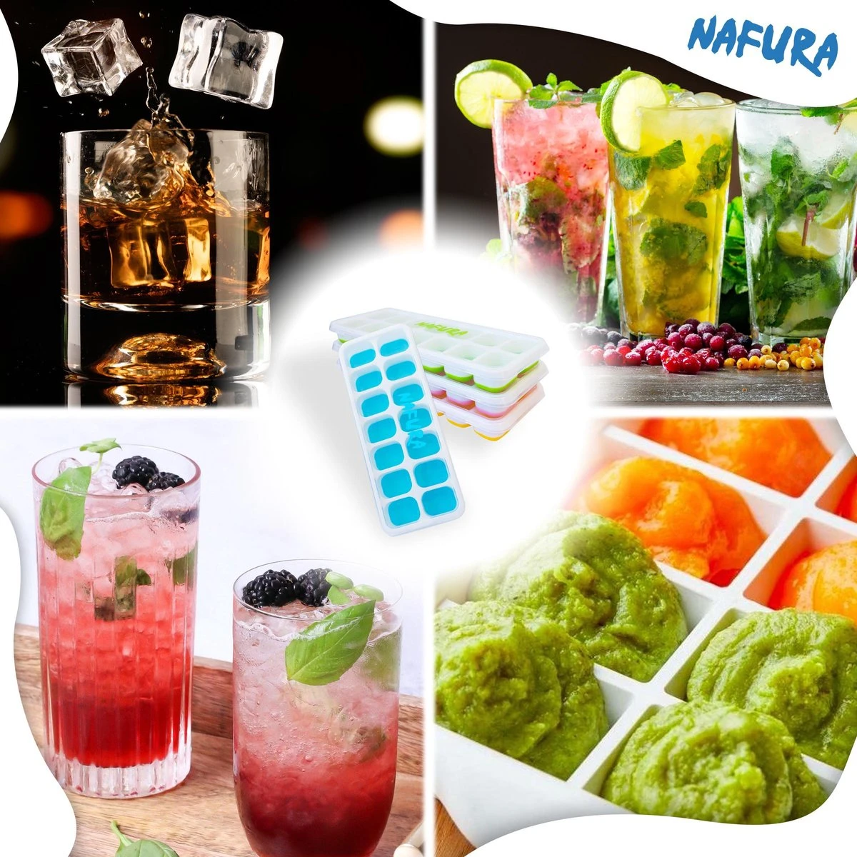 Nafura® Siliconen Ijsblokjesvorm Met Deksel – Ijsvormpjes Maker – Ijsklontjes Vorm - 4 Stuks – Herbruikbaar – BPA Vrij - Vierkant 5 Nafura® Siliconen Ijsblokjesvorm Met Deksel – Ijsvormpjes Maker – Ijsklontjes Vorm - 4 Stuks – Herbruikbaar – BPA Vrij - Vierkant - Afbeelding 5