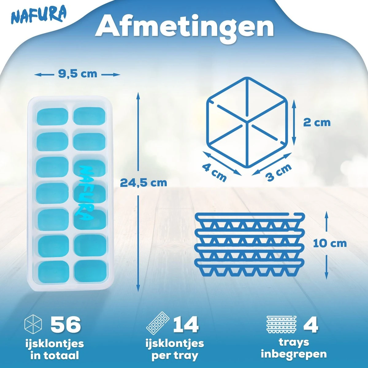 Nafura® Siliconen Ijsblokjesvorm Met Deksel – Ijsvormpjes Maker – Ijsklontjes Vorm - 4 Stuks – Herbruikbaar – BPA Vrij - Vierkant 9 Nafura® Siliconen Ijsblokjesvorm Met Deksel – Ijsvormpjes Maker – Ijsklontjes Vorm - 4 Stuks – Herbruikbaar – BPA Vrij - Vierkant - Afbeelding 9