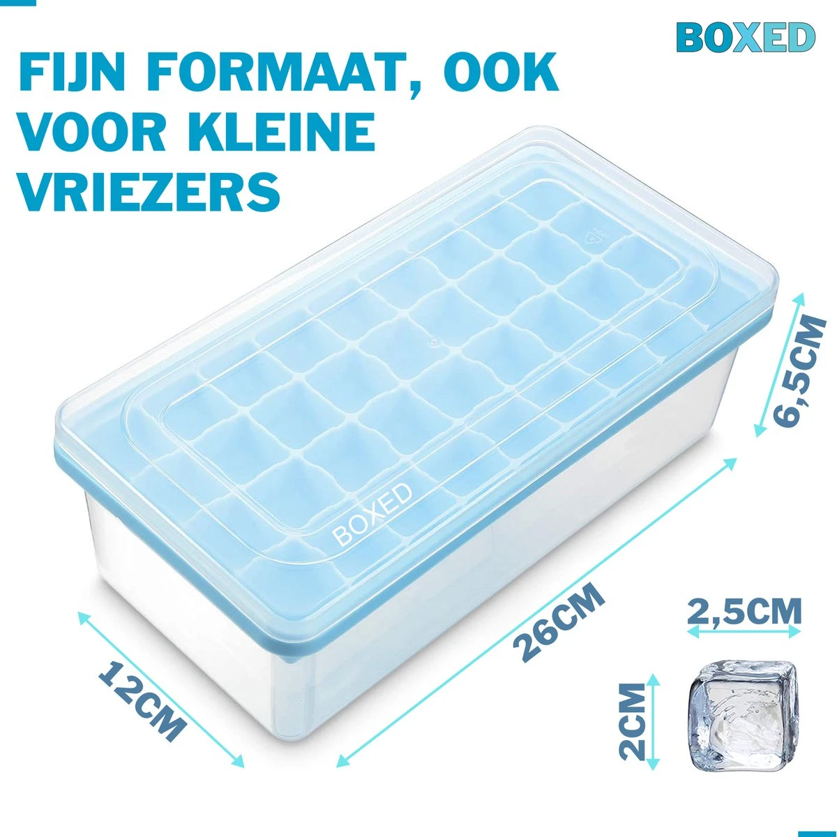 Boxed IJsblokjesvorm Met Bak, Schep En Deksel - IJsvormpjes Maker - Silcione IJsklontjes Vorm - Blauw 2 Boxed IJsblokjesvorm Met Bak, Schep En Deksel - IJsvormpjes Maker - Silcione IJsklontjes Vorm - Blauw - Afbeelding 2
