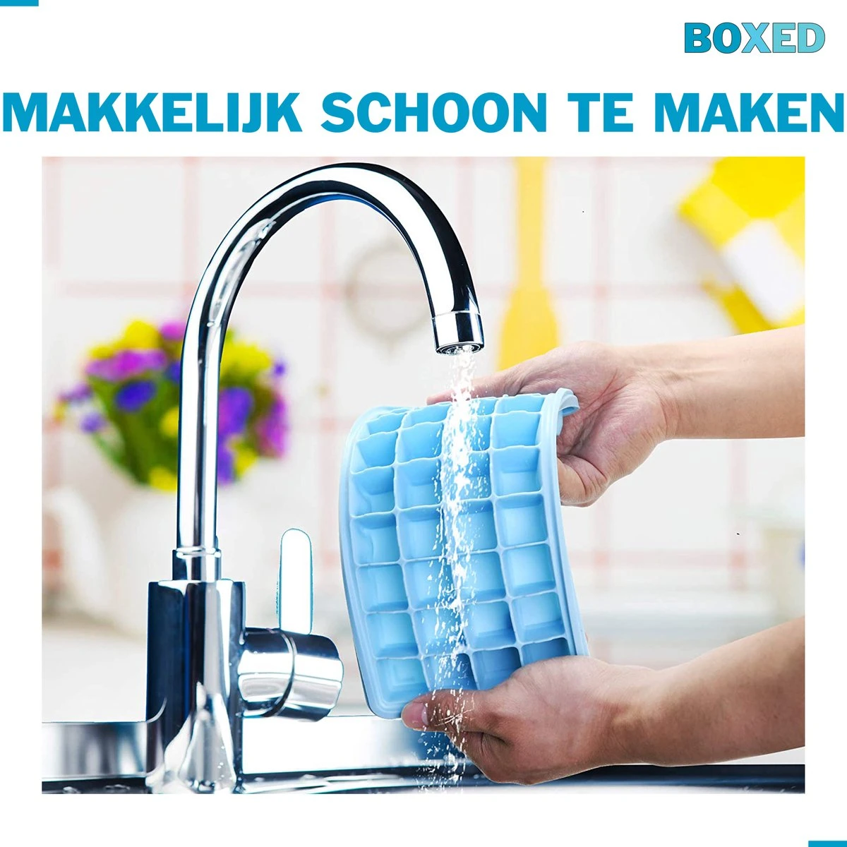Boxed IJsblokjesvorm Met Bak, Schep En Deksel - IJsvormpjes Maker - Silcione IJsklontjes Vorm - Blauw 5 Boxed IJsblokjesvorm Met Bak, Schep En Deksel - IJsvormpjes Maker - Silcione IJsklontjes Vorm - Blauw - Afbeelding 5