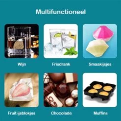 Diamant Ijsblokjesvorm Met Deksel - Ijsblokjesmaker - Silicone Ijsvormpjes - Ijsblokjes - Whiskey , Gin En Cocktails - Vaderdag Kados - Cadeautjes Vader - Geschenk - Cadeau Mannen Verjaardag - Whisky -Kookgerei Koning Verkoop 1200x1200 2840