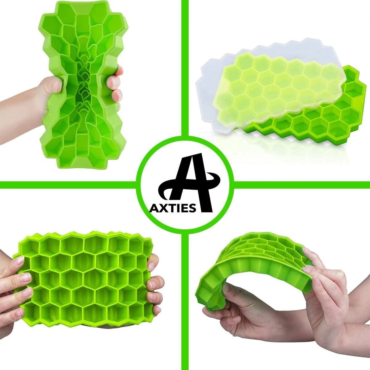 Axties - IJsblokjesvorm Met Deksel - Siliconen - Multicolor - 4 Stuks 6 Axties - IJsblokjesvorm Met Deksel - Siliconen - Multicolor - 4 Stuks - Afbeelding 6