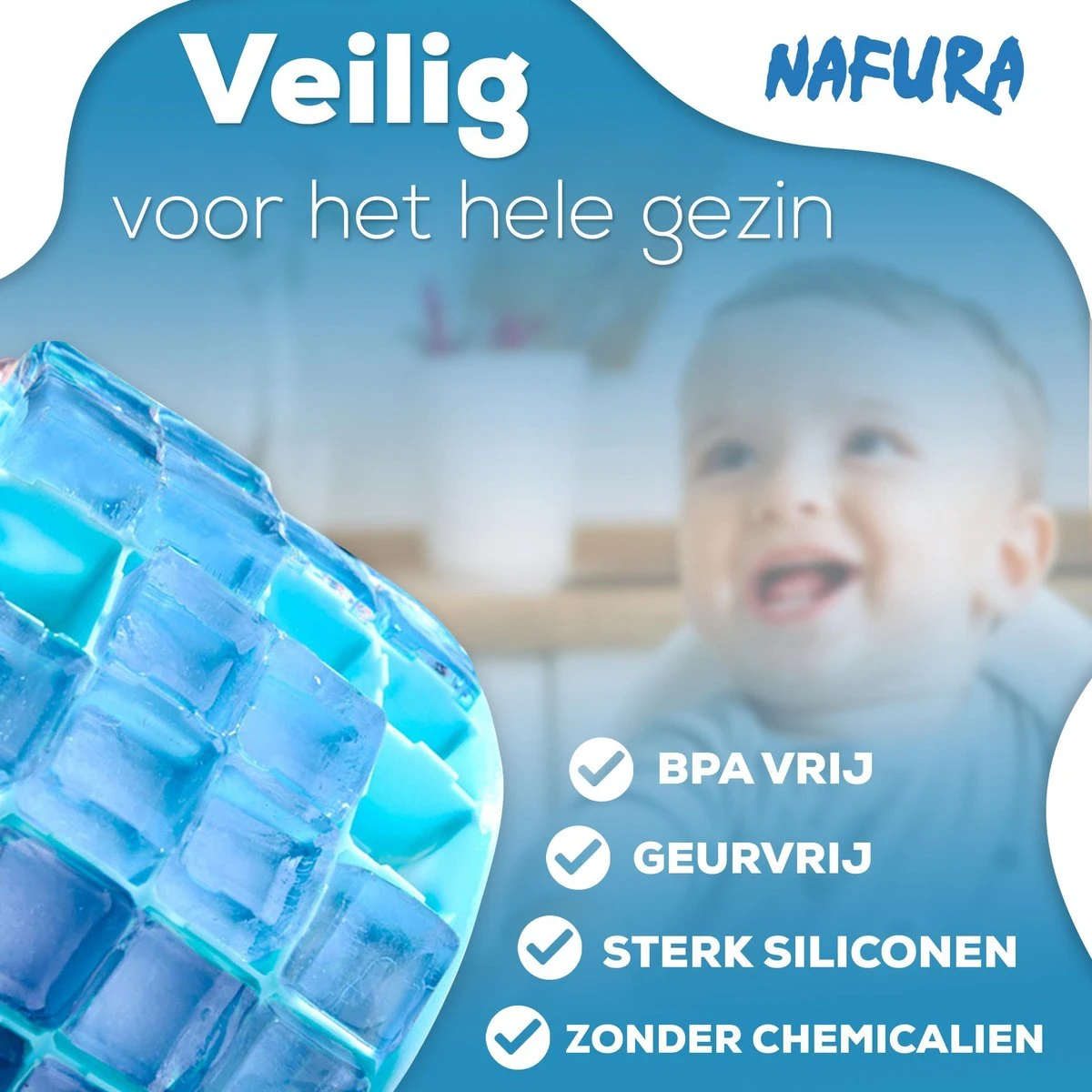 Nafura® Siliconen IJsblokjesvorm Met Deksel (4 Stuks) – IJsvormpjes Maker – IJsklontjes Vorm - Herbruikbaar – BPA Vrij - Vierkant 2 Nafura® Siliconen IJsblokjesvorm Met Deksel (4 Stuks) – IJsvormpjes Maker – IJsklontjes Vorm - Herbruikbaar – BPA Vrij - Vierkant - Afbeelding 2