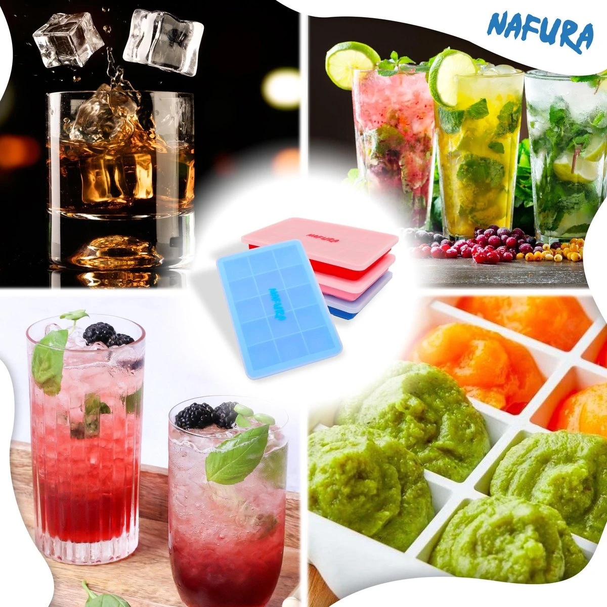 Nafura® Siliconen IJsblokjesvorm Met Deksel (4 Stuks) – IJsvormpjes Maker – IJsklontjes Vorm - Herbruikbaar – BPA Vrij - Vierkant 4 Nafura® Siliconen IJsblokjesvorm Met Deksel (4 Stuks) – IJsvormpjes Maker – IJsklontjes Vorm - Herbruikbaar – BPA Vrij - Vierkant - Afbeelding 4