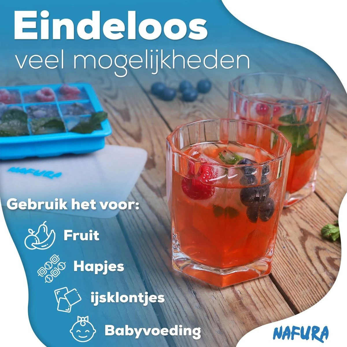 Nafura® Siliconen IJsblokjesvorm Met Deksel (4 Stuks) – IJsvormpjes Maker – IJsklontjes Vorm - Herbruikbaar – BPA Vrij - Vierkant 5 Nafura® Siliconen IJsblokjesvorm Met Deksel (4 Stuks) – IJsvormpjes Maker – IJsklontjes Vorm - Herbruikbaar – BPA Vrij - Vierkant - Afbeelding 5