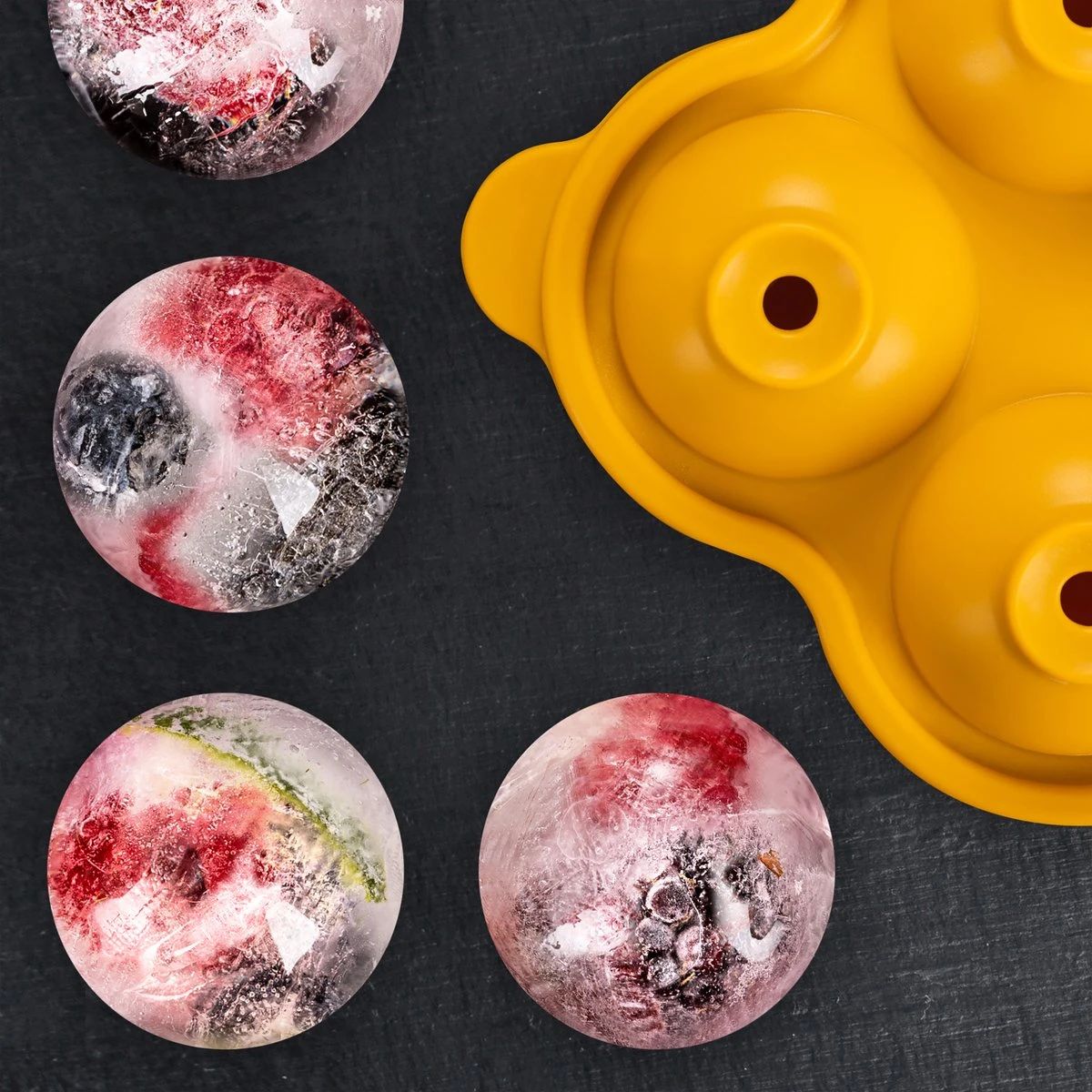 Blumtal Bollen IJsblokjesvorm - 2 X 4 IJsblokjes - Hoogwaardig Siliconen - 8 Stuks - 5 Cm - Zwart / Geel 4 Blumtal Bollen IJsblokjesvorm - 2 X 4 IJsblokjes - Hoogwaardig Siliconen - 8 Stuks - 5 Cm - Zwart / Geel - Afbeelding 4