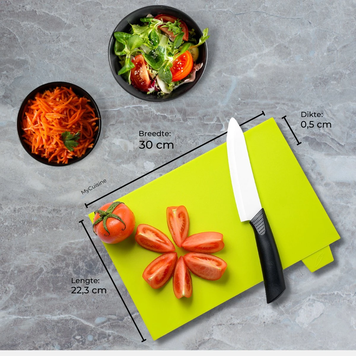 MyCuisine - Snijplankenset Met Houder - 4 Stuks - Snijplanken - Keuken Accessoires - Snijplank - 30 X 22,3 X 0,5 Cm - Kunststof - Zwart 7 MyCuisine - Snijplankenset Met Houder - 4 Stuks - Snijplanken - Keuken Accessoires - Snijplank - 30 X 22,3 X 0,5 Cm - Kunststof - Zwart - Afbeelding 7