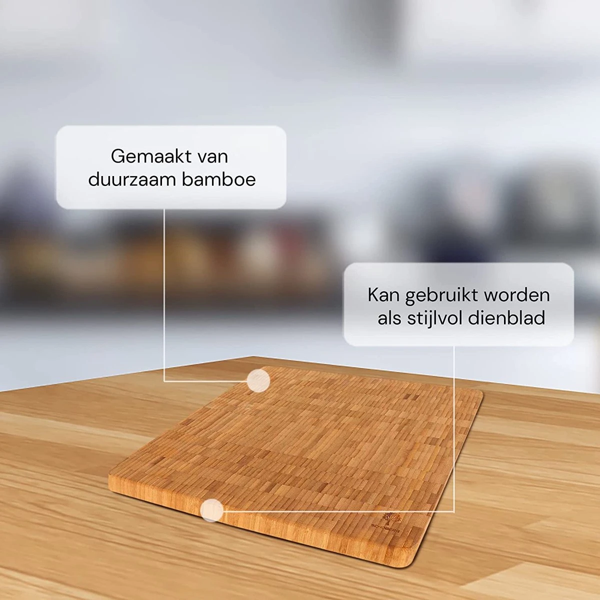 SCHOBERG Bamboe Snijplank | Houten Plank, 40 X 40 X 3 Cm | Bamboe Snijplank Hout | Keukenplank Voor Het Snijden Van Groenten, Fruit Of Vlees 2 SCHOBERG Bamboe Snijplank | Houten Plank, 40 X 40 X 3 Cm | Bamboe Snijplank Hout | Keukenplank Voor Het Snijden Van Groenten, Fruit Of Vlees - Afbeelding 2