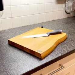 Industrial Living Snijplank Hout - Hakblok Met Lederen Lus Houder- Massief Beukenhout- Groot Formaat-3CM Dik -Kookgerei Koning Verkoop 1200x1200 3018