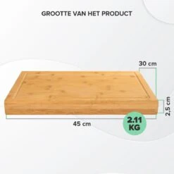 Houten Snijplank Coninx Voor Werkblad Of Tafel | Snijplank Met Steunrand En Sapgroef | 45x30CM | 2,5CM Dik | Bamboe -Kookgerei Koning Verkoop 1200x1200 3040