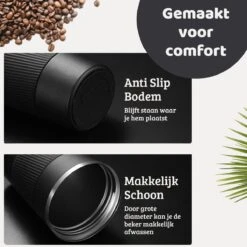 Mmoods Thermosbeker Voor Koffie En Thee 380ml - Koffiebeker To Go - Reisbeker Voor Auto - Herbruikbare Drinkfes Voor Warme En Koude Dranken - Ecologische Thermoskan Zwart Geschenk -Kookgerei Koning Verkoop 1200x1200 309
