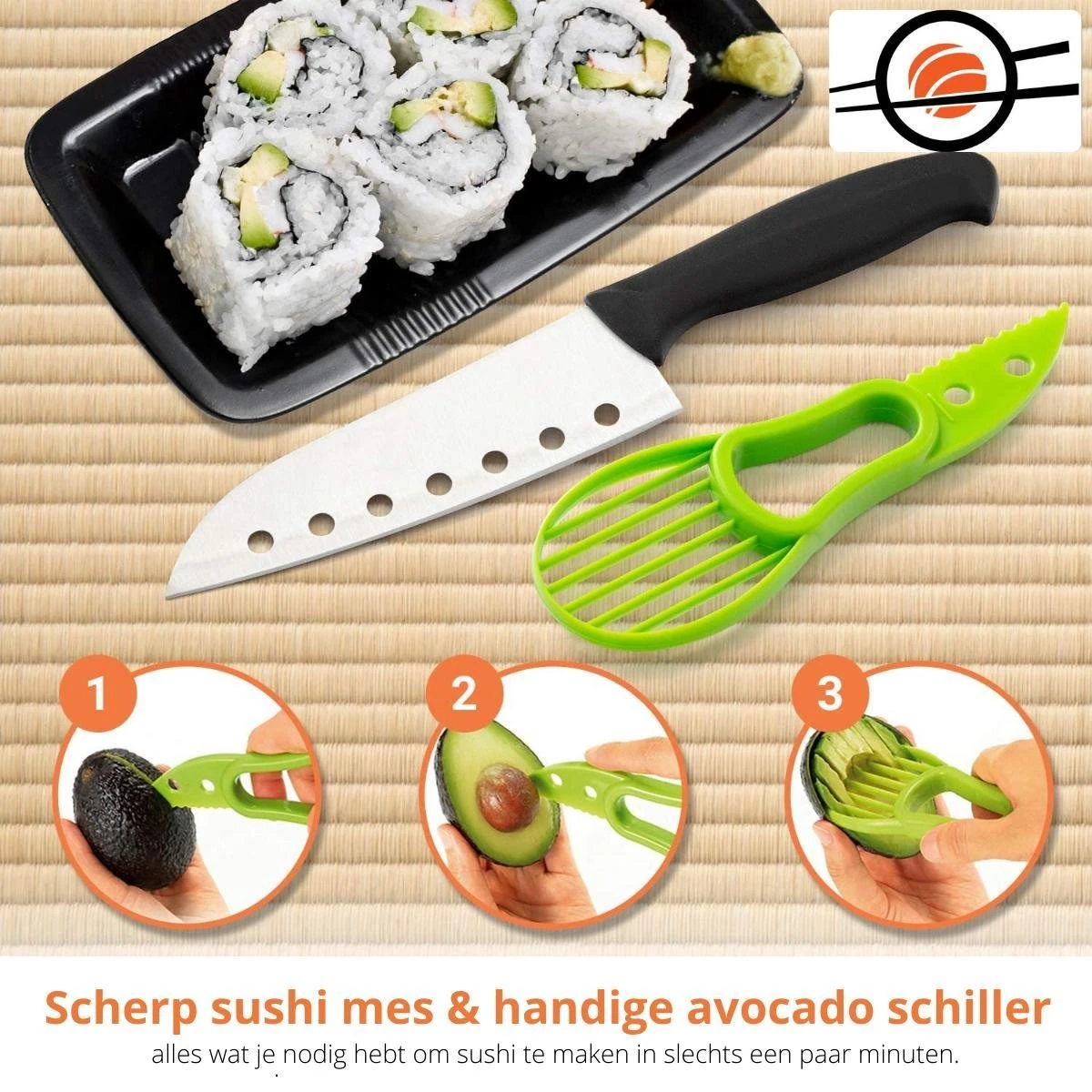 XXL Sushi Set - Sushi Maken- Sushi Maker - Milieuvriendelijk - Sushi Bazooka Kit - Inclusief Online Sushi Kookboek En Avocado Snijder - Wit 5 XXL Sushi Set - Sushi Maken- Sushi Maker - Milieuvriendelijk - Sushi Bazooka Kit - Inclusief Online Sushi Kookboek En Avocado Snijder - Wit - Afbeelding 5
