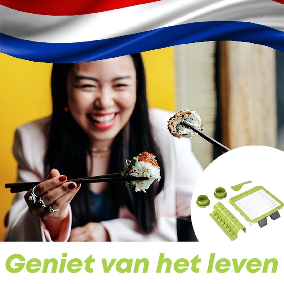 YUGN Sushi Set Sushi Kit Sushi Maker - 7 Delig Met Sushi Mat - Sushi Maken Met Heerlijke Sushi Recepten - Cadeau Tip 7 YUGN Sushi Set Sushi Kit Sushi Maker - 7 Delig Met Sushi Mat - Sushi Maken Met Heerlijke Sushi Recepten - Cadeau Tip - Afbeelding 7