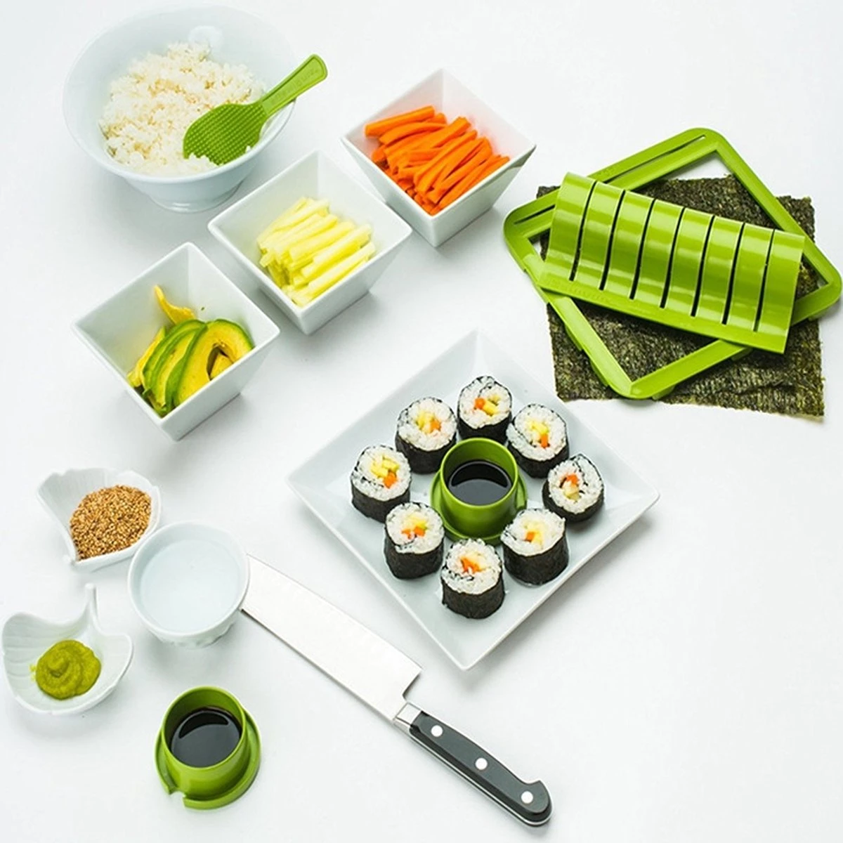 YUGN Sushi Set Sushi Kit Sushi Maker - 7 Delig Met Sushi Mat - Sushi Maken Met Heerlijke Sushi Recepten - Cadeau Tip 10 YUGN Sushi Set Sushi Kit Sushi Maker - 7 Delig Met Sushi Mat - Sushi Maken Met Heerlijke Sushi Recepten - Cadeau Tip - Afbeelding 10