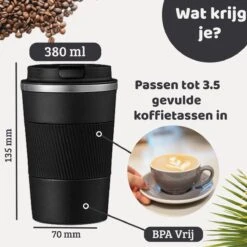 Mmoods Thermosbeker Voor Koffie En Thee 380ml - Koffiebeker To Go - Reisbeker Voor Auto - Herbruikbare Drinkfes Voor Warme En Koude Dranken - Ecologische Thermoskan Zwart Geschenk -Kookgerei Koning Verkoop 1200x1200 312