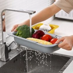 Waterval Gootsteenzeef Uitschuifbaar Vergiet Keuken – Wassen Groente En Fruit – Afgieten Pasta Hulpmiddel - Donkergrijs -Kookgerei Koning Verkoop 1200x1200 3149