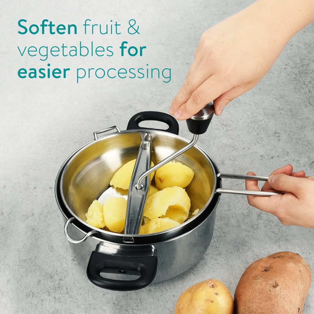 Navaris Roestvrijstalen Passeerzeef Met 3 Zeefinzetten - Roerzeef Voor Soepen, Jam, Smoothies, Babyvoeding En Sauzen - Passe-vite Met 3 Schijven 6 Navaris Roestvrijstalen Passeerzeef Met 3 Zeefinzetten - Roerzeef Voor Soepen, Jam, Smoothies, Babyvoeding En Sauzen - Passe-vite Met 3 Schijven - Afbeelding 6