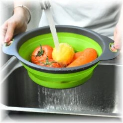 Inklapbare Vergiet - Opvouwbaar - Siliconen - Groot - Groen/Grijs - NIEUW MODEL !!! -Kookgerei Koning Verkoop 1200x1200 3244