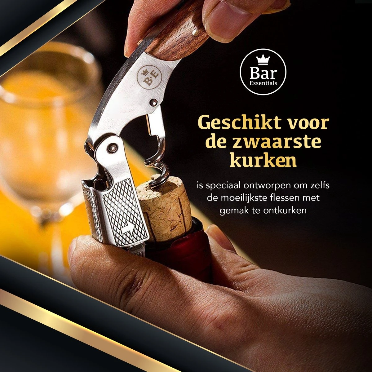 Bar Essentials Heavy Duty Kelnersmes - Wijn Opener - Kurkentrekker Wijn - Sommeliersmes - Tweetraps Hefboom - Hout 3 Bar Essentials Heavy Duty Kelnersmes - Wijn Opener - Kurkentrekker Wijn - Sommeliersmes - Tweetraps Hefboom - Hout - Afbeelding 3