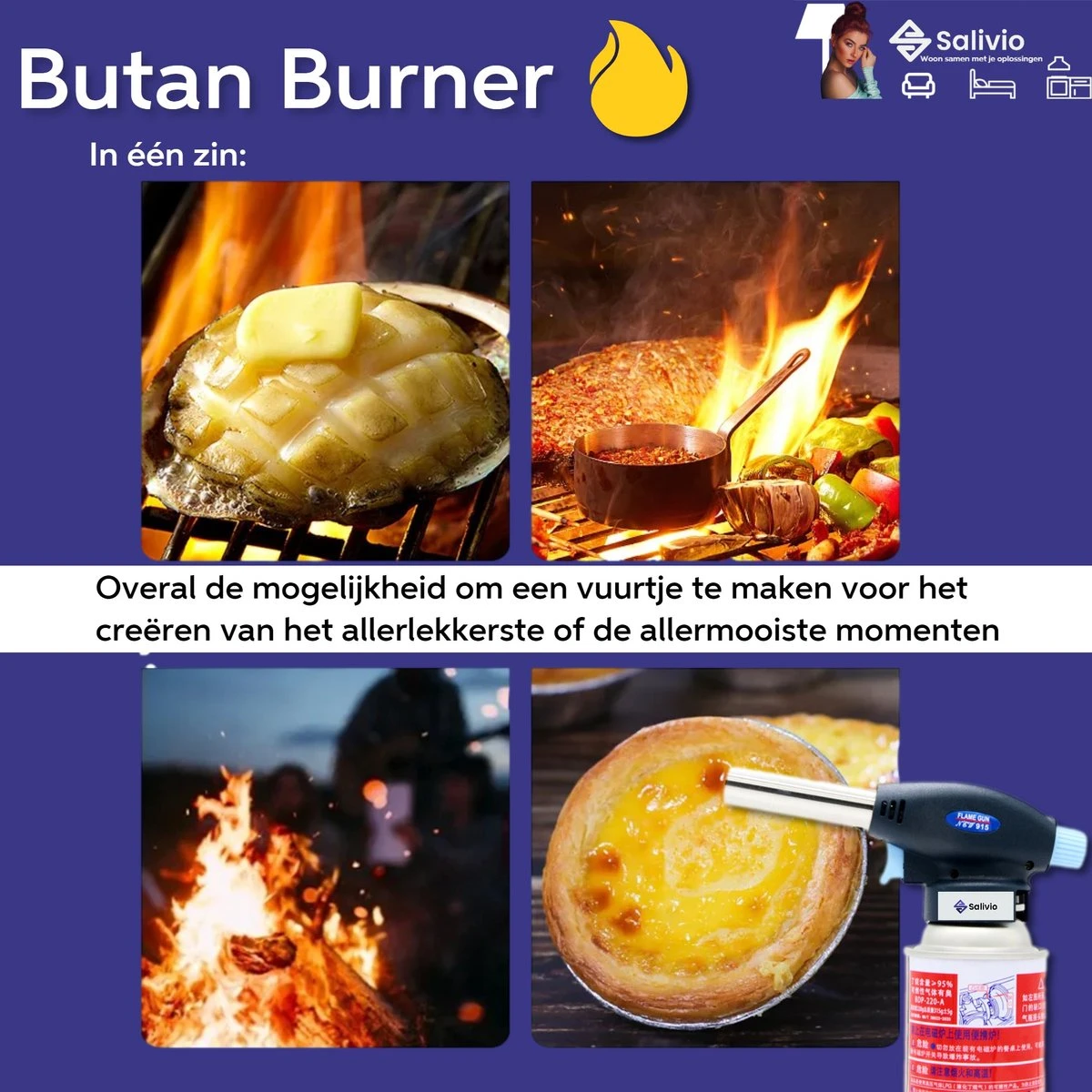Vivefly Kitchen Salivio Butan Burner - Universele Gasbrander Voor Creme Brulee, Keuken, Kamperen En Barbecue - Draagbare Butaan Brander - Kookgerei 6 Vivefly Kitchen Salivio Butan Burner - Universele Gasbrander Voor Creme Brulee, Keuken, Kamperen En Barbecue - Draagbare Butaan Brander - Kookgerei - Afbeelding 6