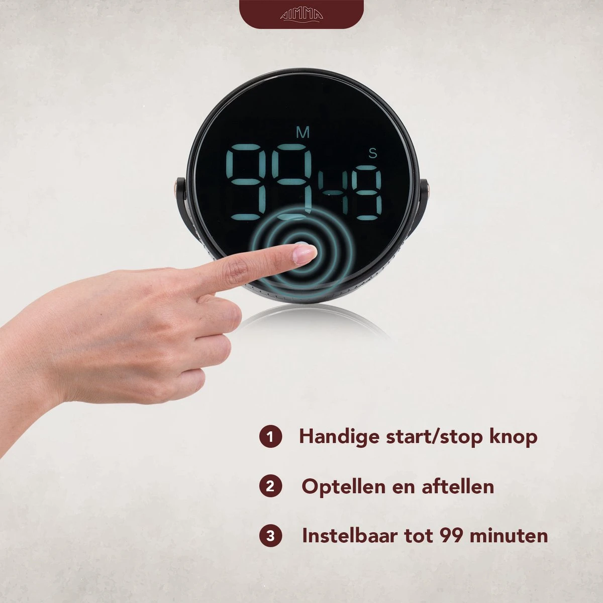 Nimma® Kookwekker - Digitale Keukenwekker - Magnetisch - Incl. Timer En Stopwatch - Draaiknop - Led - Zwart 2 Nimma® Kookwekker - Digitale Keukenwekker - Magnetisch - Incl. Timer En Stopwatch - Draaiknop - Led - Zwart - Afbeelding 2