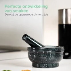 Coninx Vijzel - Mortier Met Stamper - Kruidenstamper - Ø15 X H8CM - Zwart Marmer Gepolijst -Kookgerei Koning Verkoop 1200x1200 3477