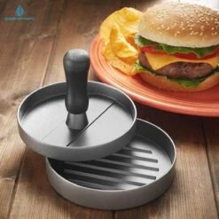 Hamburgerpers - Antiaanbaklaag - BBQ Set - RVS - Incl. 10x Waxpapiertjes -Kookgerei Koning Verkoop 1200x1200 3673