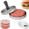 YUGN Hamburgerpers - Anti Aanbaklaag - RVS - BBQ Accessoires - Inclusief 50 Waxpapiertjes - Cadeau Tip