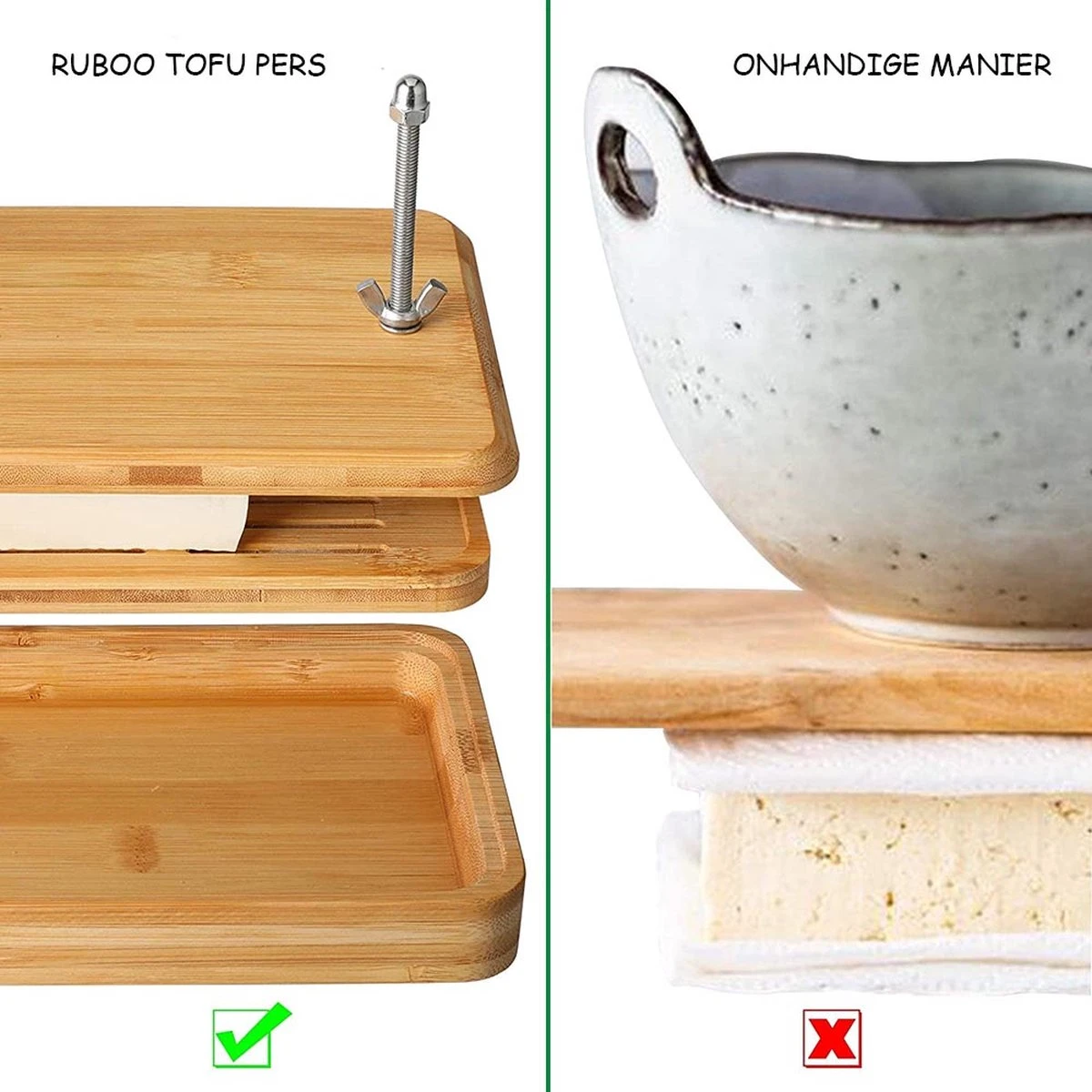 Ruboo Tofu Pers - Bamboe Tofu Pers - Tofupers - Vegan Tofu Press - Vegetarisch 4 Ruboo Tofu Pers - Bamboe Tofu Pers - Tofupers - Vegan Tofu Press - Vegetarisch - Afbeelding 4