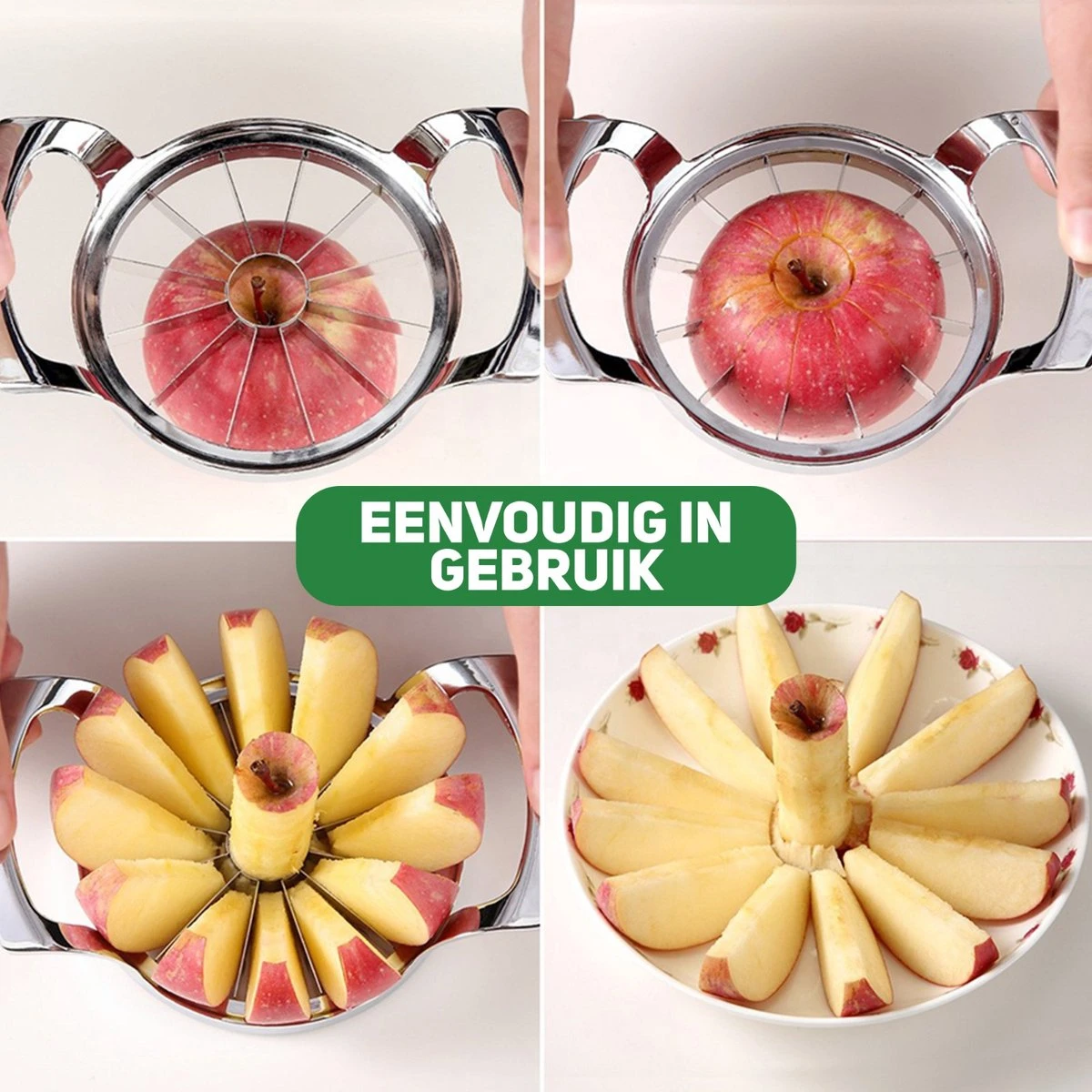 Appelboor - Appelsnijder - RVS - Zilver - Hoogwaardig Roestvrijstaal 6 Appelboor - Appelsnijder - RVS - Zilver - Hoogwaardig Roestvrijstaal - Afbeelding 6