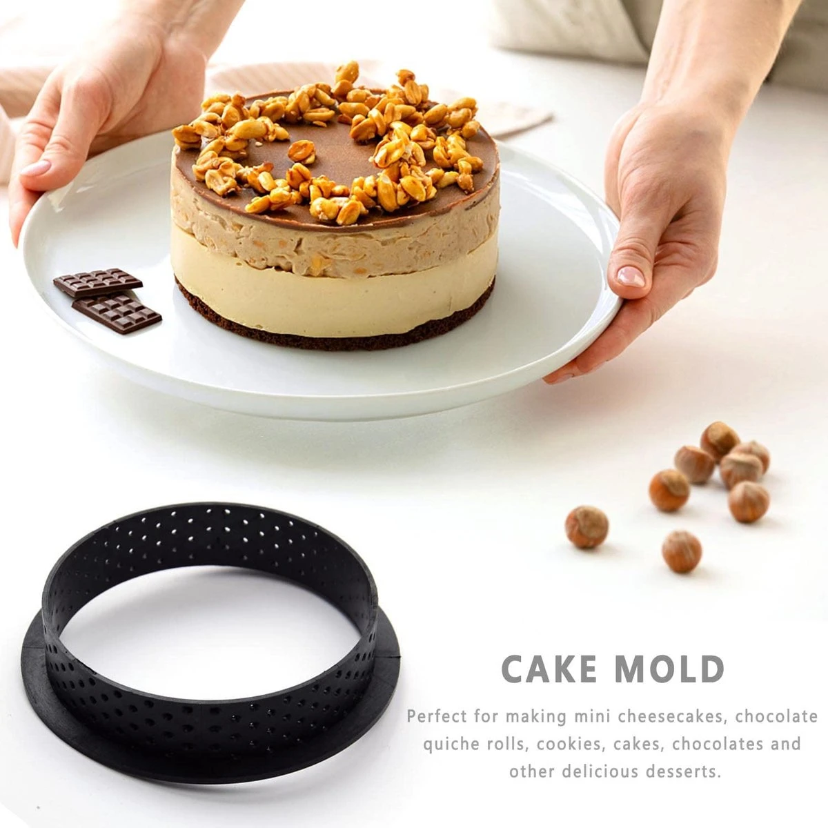 ZDNT 8 Stuks Mousse Tartelette Vormpjes, Dessertringen, 8 Cm, Anti-aanbaklaag, Taartvormen, Zonder Geur, Geperforeerde Ring, Taartring, Set Taartring, Ronde Bakringen Voor Doe-het-zelf Mousse, Taartdecoratie 3 ZDNT 8 Stuks Mousse Tartelette Vormpjes, Dessertringen, 8 Cm, Anti-aanbaklaag, Taartvormen, Zonder Geur, Geperforeerde Ring, Taartring, Set Taartring, Ronde Bakringen Voor Doe-het-zelf Mousse, Taartdecoratie - Afbeelding 3